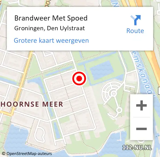 Locatie op kaart van de 112 melding: Brandweer Met Spoed Naar Groningen, Den Uylstraat op 8 september 2019 04:35