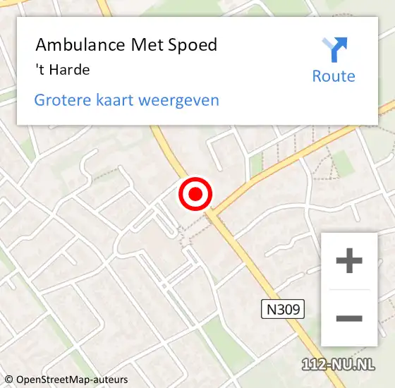 Locatie op kaart van de 112 melding: Ambulance Met Spoed Naar 't Harde op 8 september 2019 09:05