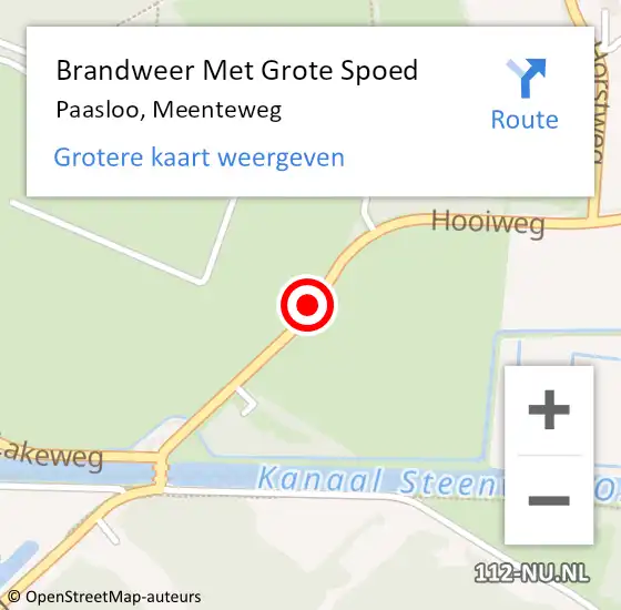 Locatie op kaart van de 112 melding: Brandweer Met Grote Spoed Naar Paasloo, Meenteweg op 13 april 2014 04:13