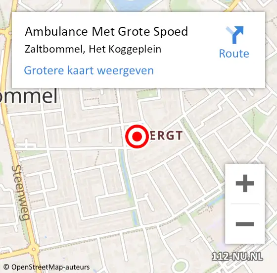 Locatie op kaart van de 112 melding: Ambulance Met Grote Spoed Naar Zaltbommel, Het Koggeplein op 8 september 2019 10:52