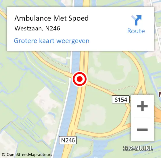 Locatie op kaart van de 112 melding: Ambulance Met Spoed Naar Westzaan, N246 op 8 september 2019 11:36
