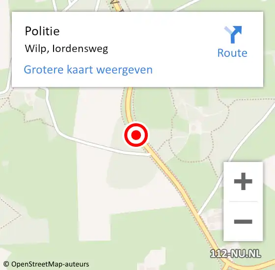 Locatie op kaart van de 112 melding: Politie Wilp, Iordensweg op 8 september 2019 12:19