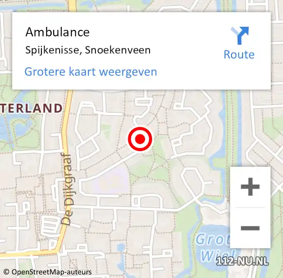 Locatie op kaart van de 112 melding: Ambulance Spijkenisse, Snoekenveen op 8 september 2019 12:37