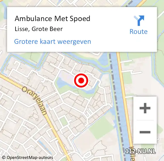 Locatie op kaart van de 112 melding: Ambulance Met Spoed Naar Lisse, Grote Beer op 8 september 2019 12:41