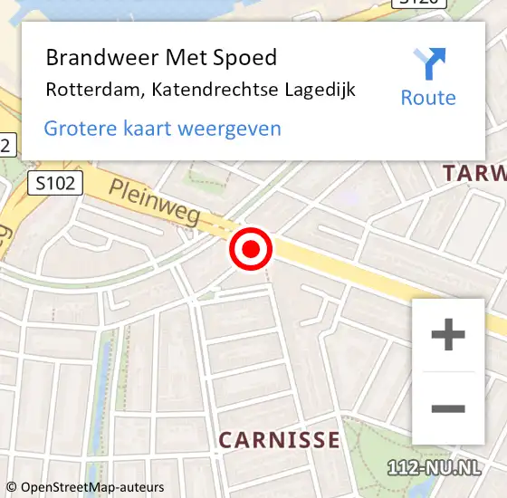Locatie op kaart van de 112 melding: Brandweer Met Spoed Naar Rotterdam, Katendrechtse Lagedijk op 8 september 2019 14:14