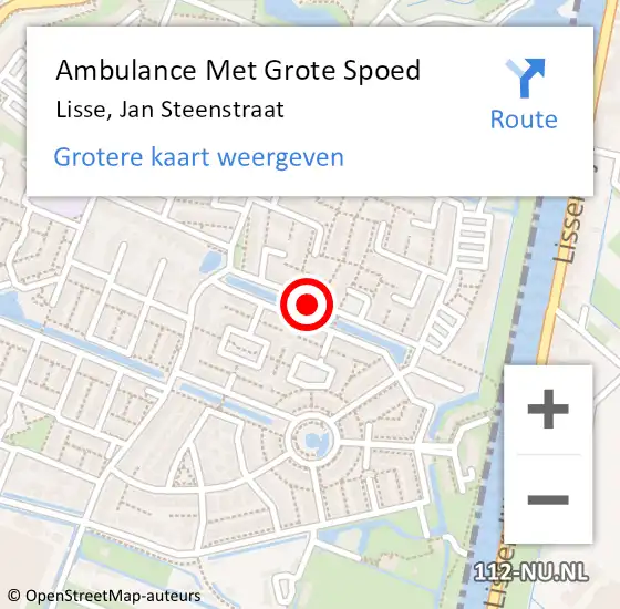 Locatie op kaart van de 112 melding: Ambulance Met Grote Spoed Naar Lisse, Jan Steenstraat op 8 september 2019 14:19