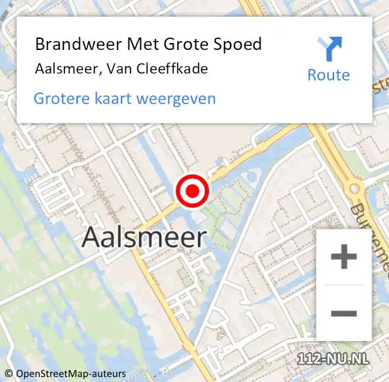 Locatie op kaart van de 112 melding: Brandweer Met Grote Spoed Naar Aalsmeer, Van Cleeffkade op 8 september 2019 14:58