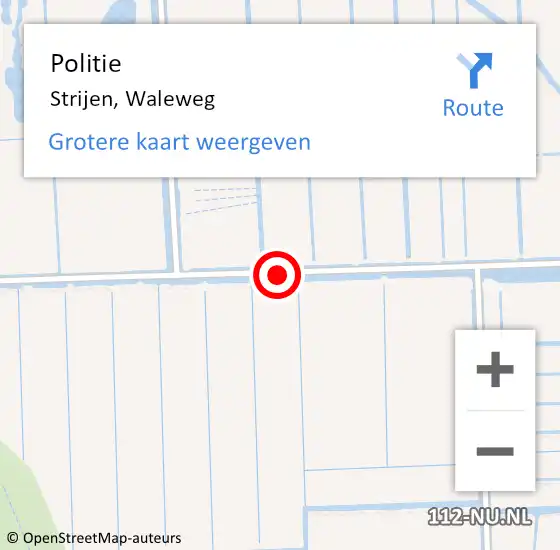 Locatie op kaart van de 112 melding: Politie Strijen, Waleweg op 8 september 2019 17:18