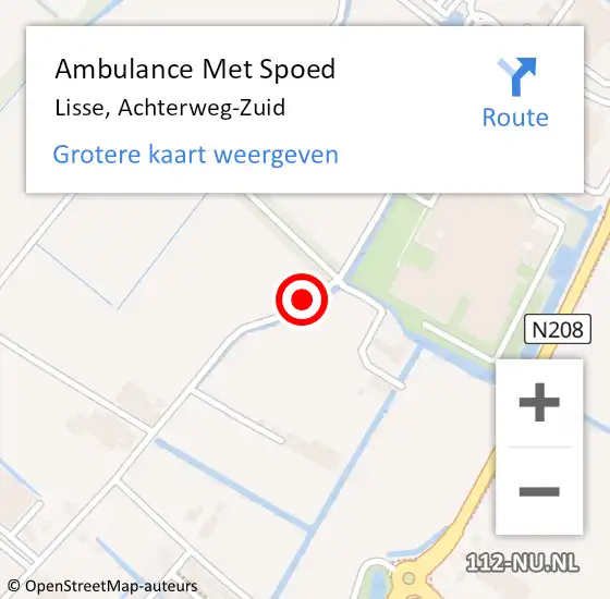Locatie op kaart van de 112 melding: Ambulance Met Spoed Naar Lisse, Achterweg-Zuid op 8 september 2019 18:41