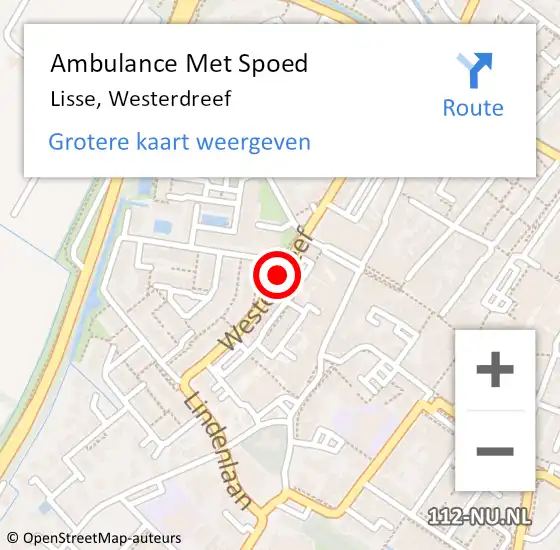 Locatie op kaart van de 112 melding: Ambulance Met Spoed Naar Lisse, Westerdreef op 8 september 2019 20:16