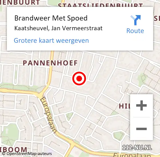 Locatie op kaart van de 112 melding: Brandweer Met Spoed Naar Kaatsheuvel, Jan Vermeerstraat op 8 september 2019 23:04
