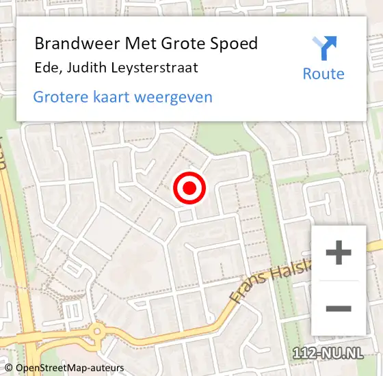 Locatie op kaart van de 112 melding: Brandweer Met Grote Spoed Naar Ede, Judith Leysterstraat op 9 september 2019 01:06