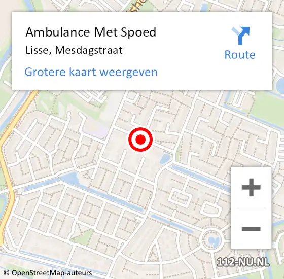 Locatie op kaart van de 112 melding: Ambulance Met Spoed Naar Lisse, Mesdagstraat op 9 september 2019 01:16