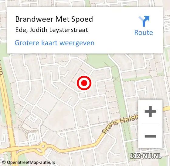 Locatie op kaart van de 112 melding: Brandweer Met Spoed Naar Ede, Judith Leysterstraat op 9 september 2019 01:30