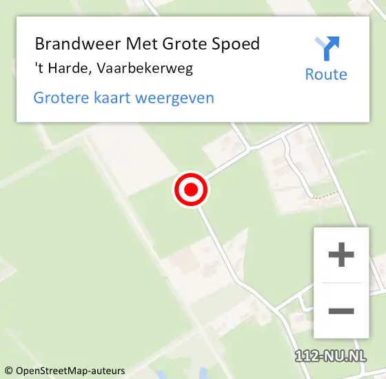 Locatie op kaart van de 112 melding: Brandweer Met Grote Spoed Naar 't Harde, Vaarbekerweg op 9 september 2019 04:31