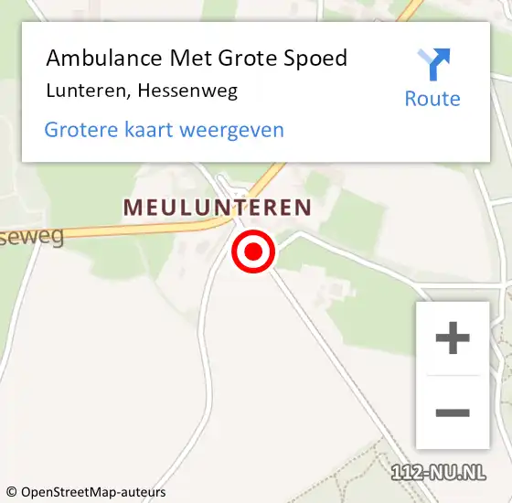 Locatie op kaart van de 112 melding: Ambulance Met Grote Spoed Naar Lunteren, Hessenweg op 9 september 2019 06:41