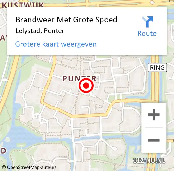 Locatie op kaart van de 112 melding: Brandweer Met Grote Spoed Naar Lelystad, Punter op 9 september 2019 08:33