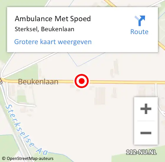 Locatie op kaart van de 112 melding: Ambulance Met Spoed Naar Sterksel, Beukenlaan op 9 september 2019 10:06