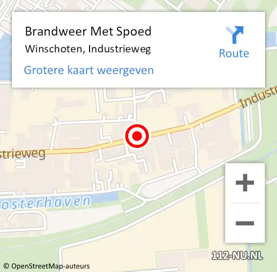 Locatie op kaart van de 112 melding: Brandweer Met Spoed Naar Winschoten, Industrieweg op 9 september 2019 12:52