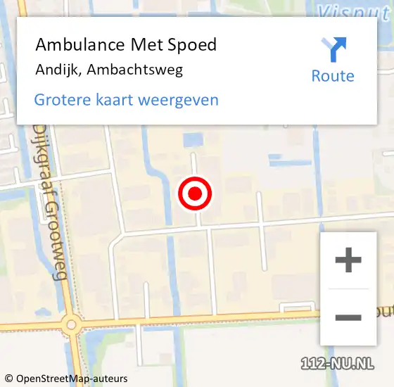 Locatie op kaart van de 112 melding: Ambulance Met Spoed Naar Andijk, Ambachtsweg op 9 september 2019 16:10
