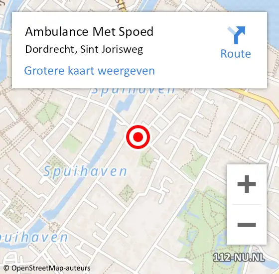 Locatie op kaart van de 112 melding: Ambulance Met Spoed Naar Dordrecht, Sint Jorisweg op 9 september 2019 16:57