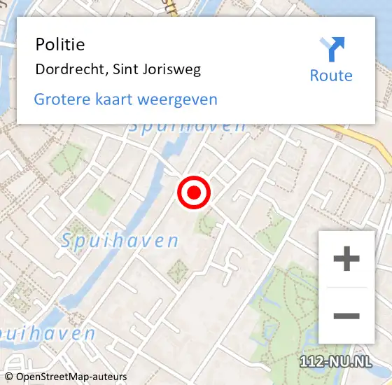 Locatie op kaart van de 112 melding: Politie Dordrecht, Sint Jorisweg op 9 september 2019 17:04