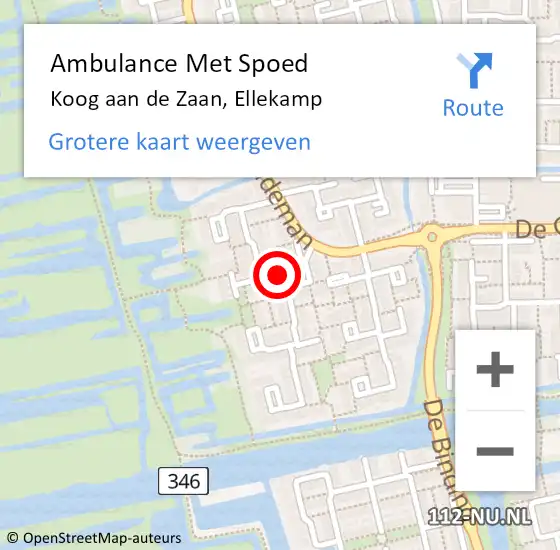 Locatie op kaart van de 112 melding: Ambulance Met Spoed Naar Koog aan de Zaan, Ellekamp op 9 september 2019 17:31