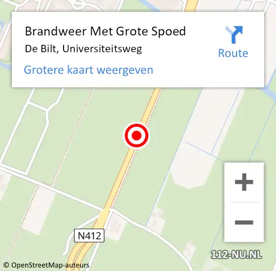 Locatie op kaart van de 112 melding: Brandweer Met Grote Spoed Naar De Bilt, Universiteitsweg op 9 september 2019 17:56