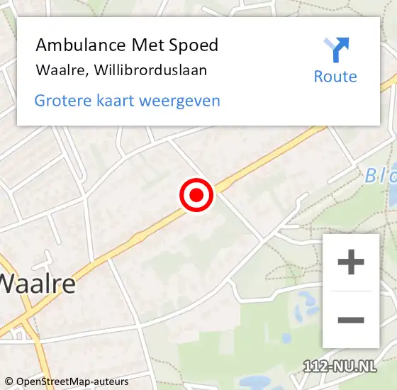Locatie op kaart van de 112 melding: Ambulance Met Spoed Naar Waalre, Willibrorduslaan op 9 september 2019 20:01
