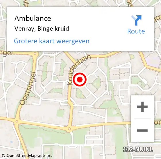 Locatie op kaart van de 112 melding: Ambulance Venray, Bingelkruid op 13 april 2014 10:00