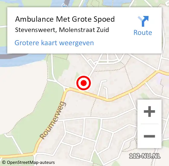 Locatie op kaart van de 112 melding: Ambulance Met Grote Spoed Naar Stevensweert, Molenstraat Zuid op 13 april 2014 10:01
