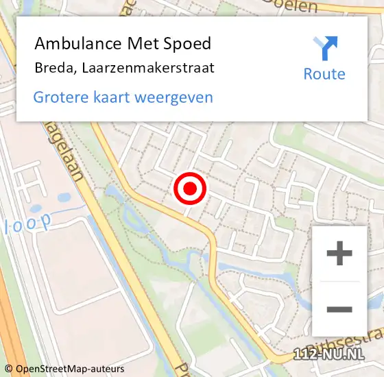 Locatie op kaart van de 112 melding: Ambulance Met Spoed Naar Breda, Laarzenmakerstraat op 9 september 2019 21:14