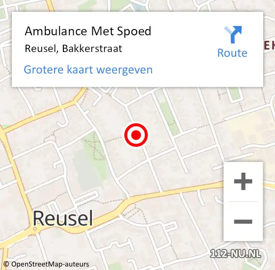 Locatie op kaart van de 112 melding: Ambulance Met Spoed Naar Reusel, Bakkerstraat op 9 september 2019 22:05