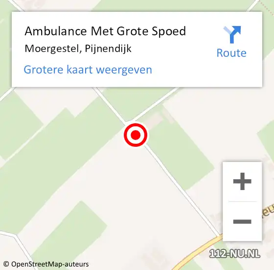 Locatie op kaart van de 112 melding: Ambulance Met Grote Spoed Naar Moergestel, Pijnendijk op 9 september 2019 22:17