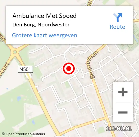 Locatie op kaart van de 112 melding: Ambulance Met Spoed Naar Den Burg, Noordwester op 9 september 2019 23:09