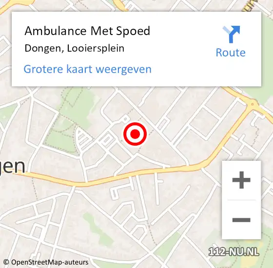 Locatie op kaart van de 112 melding: Ambulance Met Spoed Naar Dongen, Looiersplein op 10 september 2019 07:33