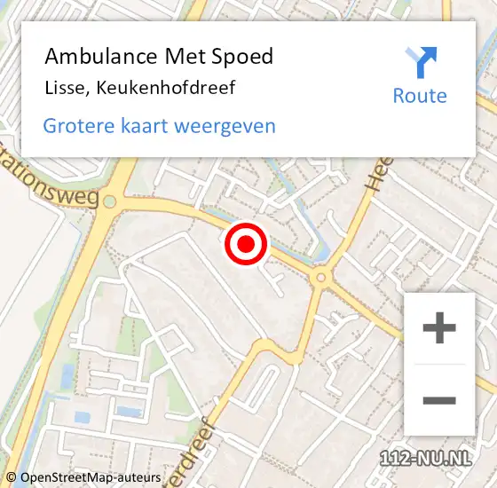 Locatie op kaart van de 112 melding: Ambulance Met Spoed Naar Lisse, Keukenhofdreef op 10 september 2019 09:03