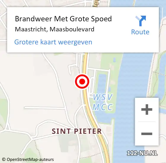 Locatie op kaart van de 112 melding: Brandweer Met Grote Spoed Naar Maastricht, Maasboulevard op 10 september 2019 09:58