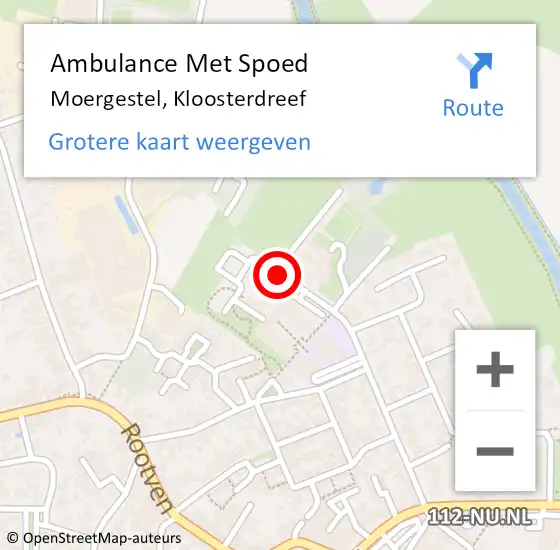 Locatie op kaart van de 112 melding: Ambulance Met Spoed Naar Moergestel, Kloosterdreef op 10 september 2019 10:14