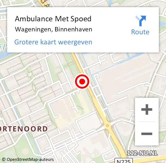 Locatie op kaart van de 112 melding: Ambulance Met Spoed Naar Wageningen, Binnenhaven op 10 september 2019 11:03