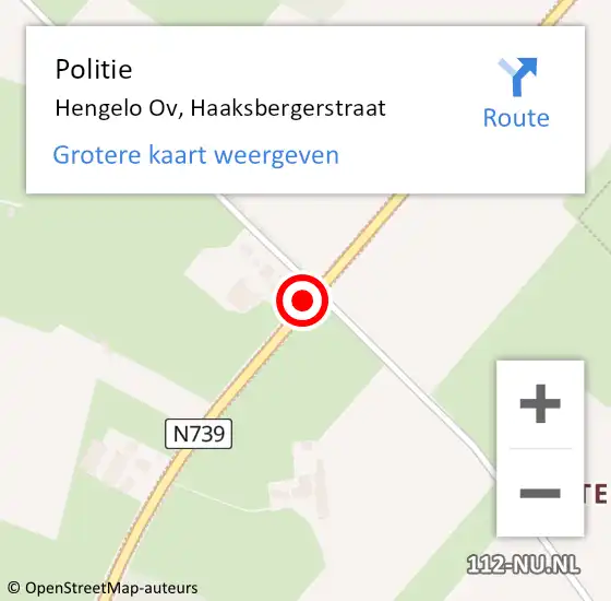 Locatie op kaart van de 112 melding: Politie Hengelo Ov, Haaksbergerstraat op 10 september 2019 11:27