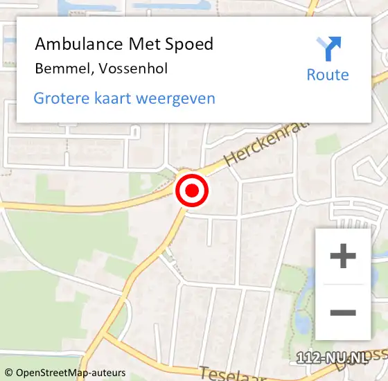 Locatie op kaart van de 112 melding: Ambulance Met Spoed Naar Bemmel, Vossenhol op 10 september 2019 12:01