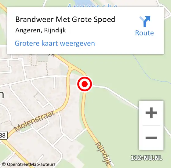 Locatie op kaart van de 112 melding: Brandweer Met Grote Spoed Naar Angeren, Rijndijk op 10 september 2019 12:08