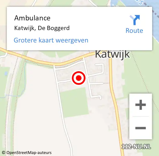 Locatie op kaart van de 112 melding: Ambulance Katwijk, De Boggerd op 10 september 2019 12:11