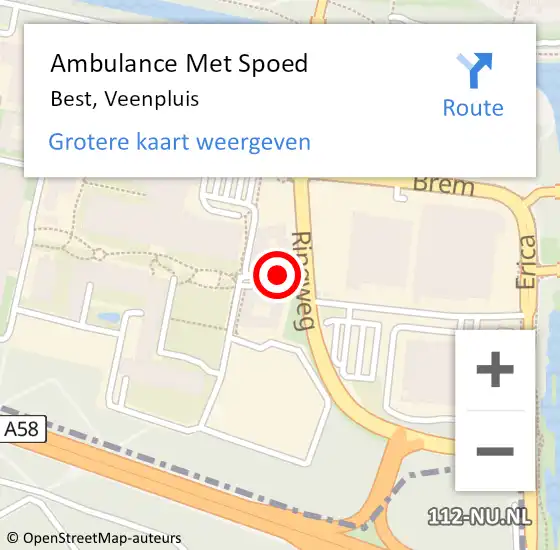 Locatie op kaart van de 112 melding: Ambulance Met Spoed Naar Best, Veenpluis op 10 september 2019 12:29