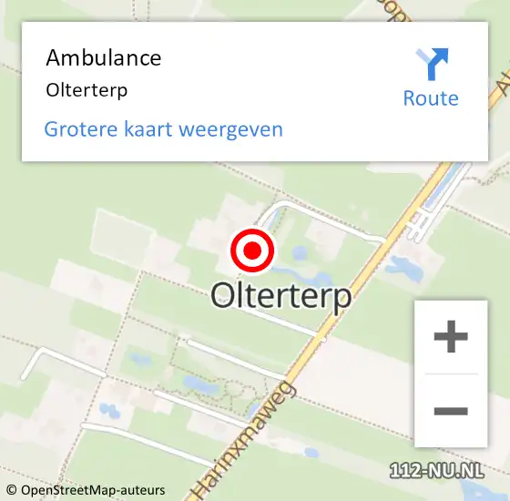Locatie op kaart van de 112 melding: Ambulance Olterterp op 13 april 2014 11:09