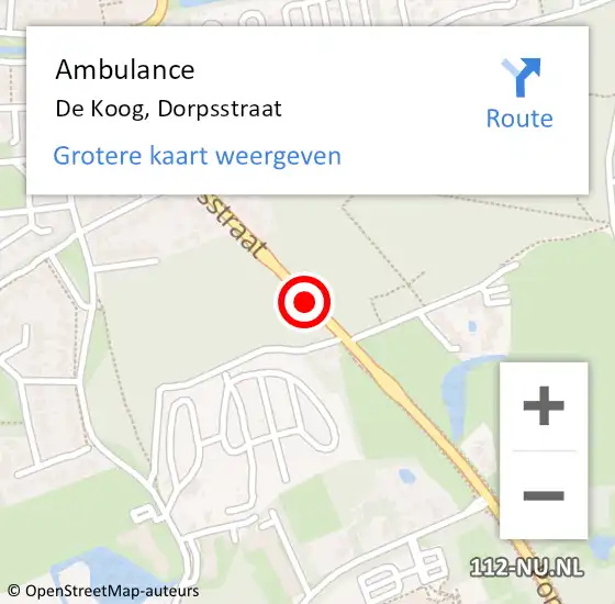 Locatie op kaart van de 112 melding: Ambulance De Koog, Dorpsstraat op 10 september 2019 14:08