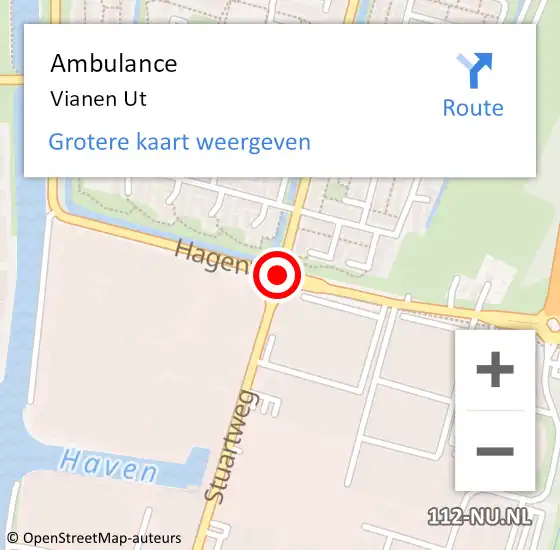 Locatie op kaart van de 112 melding: Ambulance Vianen Ut op 10 september 2019 14:43