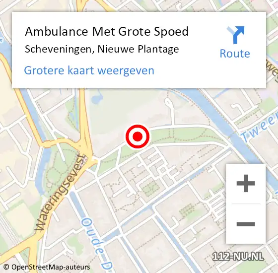 Locatie op kaart van de 112 melding: Ambulance Met Grote Spoed Naar Scheveningen, Nieuwe Plantage op 10 september 2019 16:26