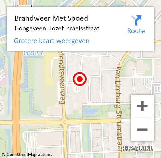 Locatie op kaart van de 112 melding: Brandweer Met Spoed Naar Hoogeveen, Jozef Israelsstraat op 10 september 2019 17:55